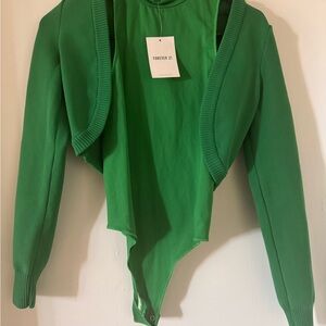 Forever 21 Vibrant Green Top and cardigan